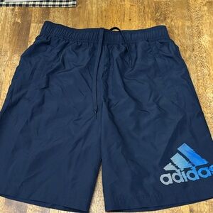 adidas Men's Dark Navy Athletic Shorts with Blue Logo